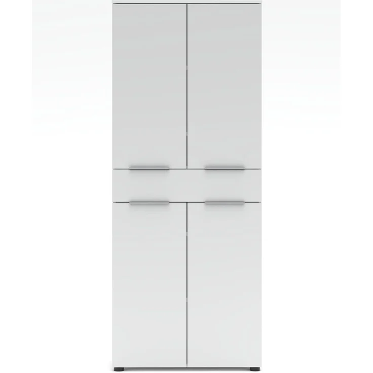 Büroschrank SANTORIN 80x198 cm Weiß & weißes Glas – Bild 3
