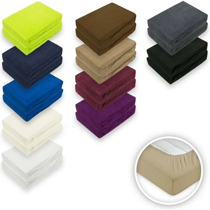 Doppelpack Frottee Spannbettlaken 60 - 70 x 140 cm Sand