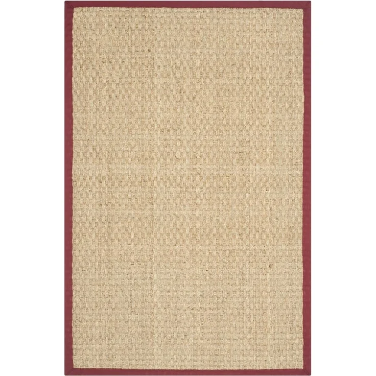 Safavieh Naturfaser Teppich für Wohnzimmer, Esszimmer, Schlafzimmer - Natural Fiber Collection, Kurzer Flor, Burgunderrot, 61x91 cm
