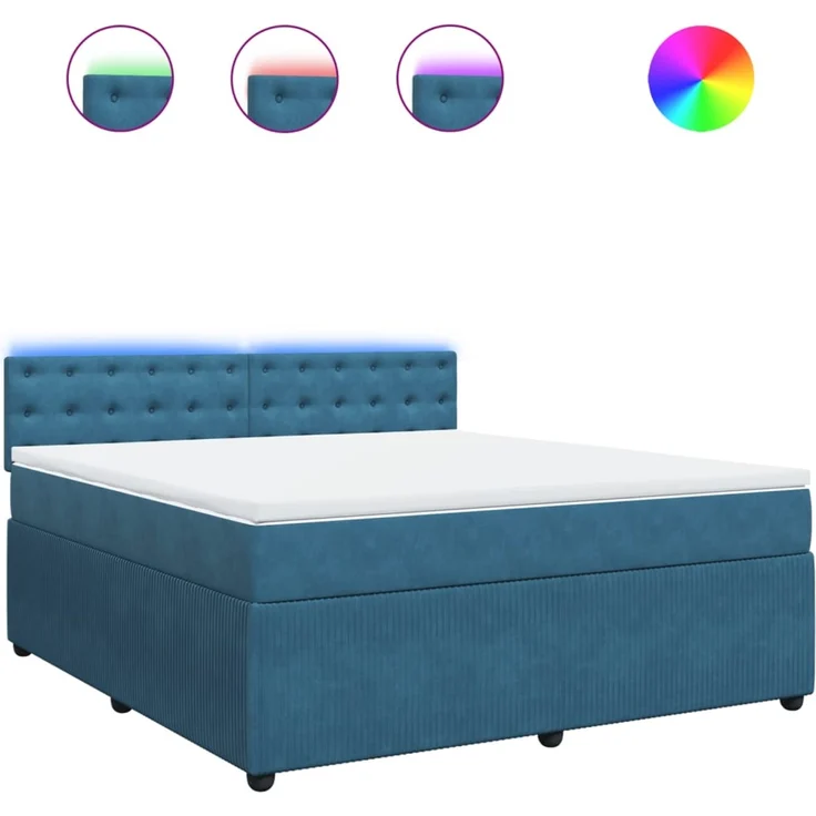 vidaXL Boxspringbett mit Matratze Blau 180x200 cm Samt 3290122 – Bild 2