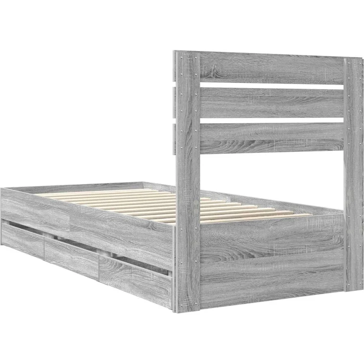 vidaXL Bettrahmen Graues Sonoma 90x200 cm Ingenieurs Holz 3411538 – Bild 9