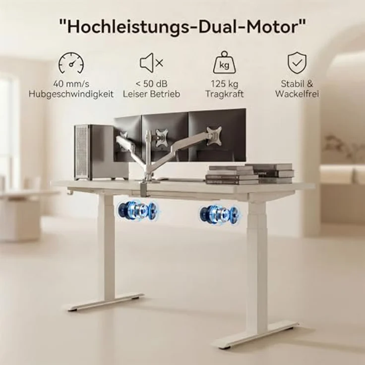 Devoko Höhenverstellbarer Schreibtisch 180x80 cm elektrisch, Höhenverstellung 63-128 cm mit Smart Control, 125 kg Tragkraft, für gesundes Arbeiten – Bild 4