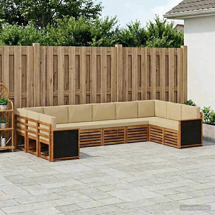 vidaXL Outdoor-Sofagarnitur 10 stk. 10-Sitzer Natur und Beige 3384884 – Bild 1