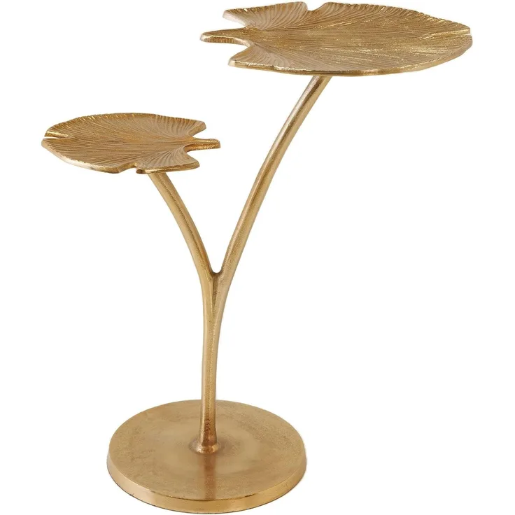 riess-ambiente Beistelltisch GINKGO LEAFS 50cm gold (Einzelartikel, 1-St), Wohnzimmer · Metall · Handarbeit · Boho