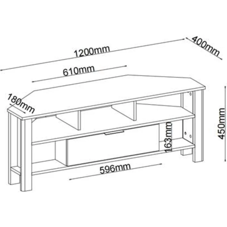 Casâme Eck-TV-Möbel 1 Schublade Eiche Dekor - L120 cm - Helles Holz – Bild 9