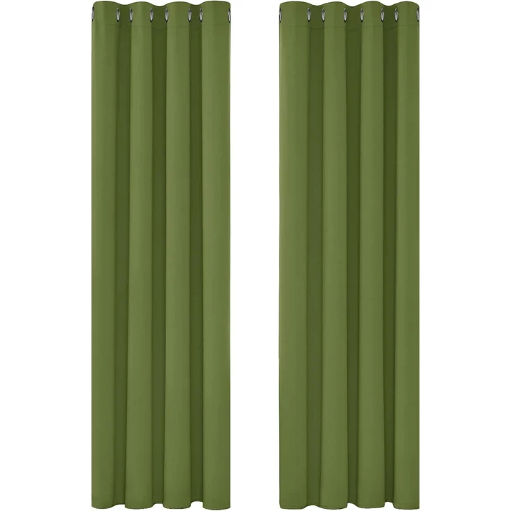 Deconovo Verdunkelungsgardine mit Ösen Gardinen Wohnzimmer Vorhang Blickdicht Dicke Thermogardine Kälteschutz warm Hitzeschutz, 280x140 cm(HöhexBreite), Apfelgrün, 2er Set – Bild 1