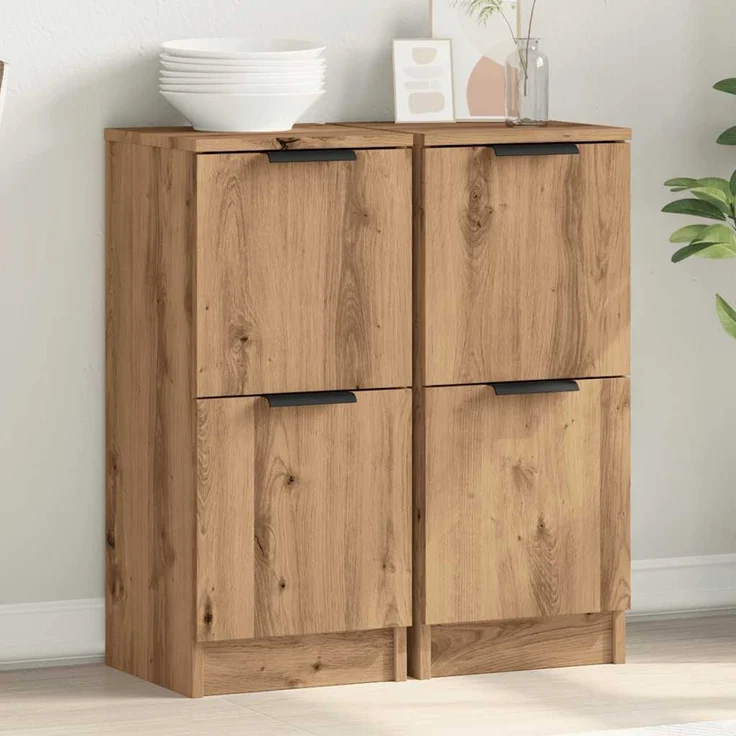 vidaXL Sideboards 2 Stk. Artisan-Eiche 30x30x70 cm Holzwerkstoff 856962 – Bild 3