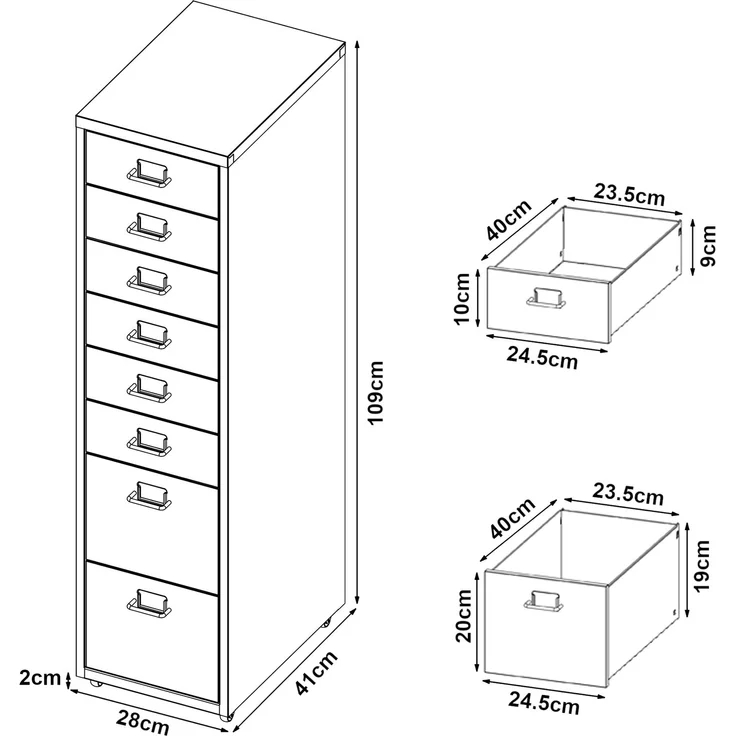 Rollcontainer Kökar mit 8 Schubladen 109x28x41 cm Lila [en. casa] – Bild 5