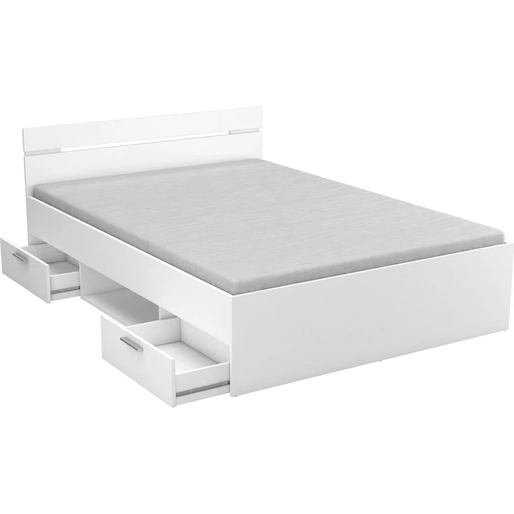 Dmora - Doppelbett VAR, Struktur des Container-Betts, Sommier mit Verkleidung, Matratzenhalterstruktur, 204x145 h74 cm, Mattweiß – Bild 6