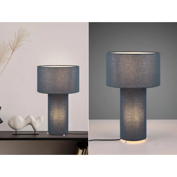 LED Tischleuchte Korpus und Lampenschirm Stoff Blau, Höhe 40cm