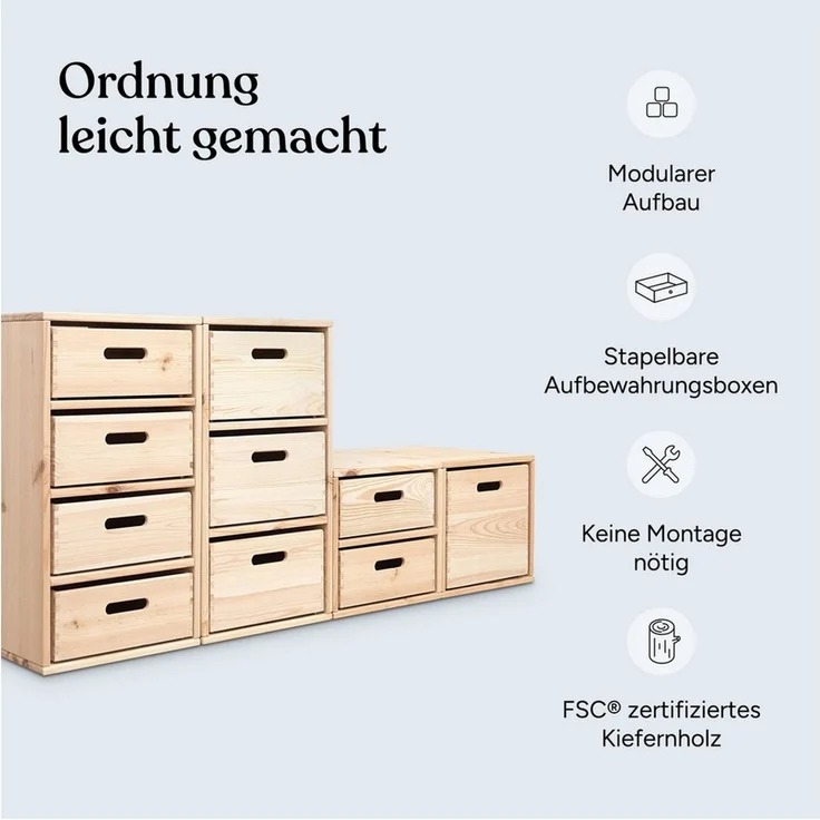 Ehrenkind Kinderregal Aufbewahrungssystem für das Kinderzimmer aus hochwertigem Holz, Modularer Aufbau, individuell kombinierbar – Bild 2