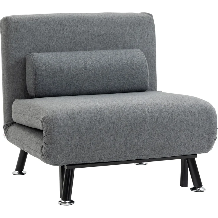 JARDJ Klappsessel mit Bettfunktion, klappbarer Relaxsessel in Leinenoptik, Verstellbare Rückenlehne, 75 x 70 x 75 cm, Dunkelgrau – Bild 2