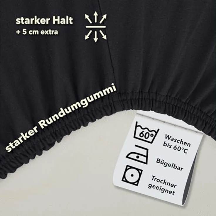 STUDIO Basic Doppelpack Spannbettlaken 100x200 cm, 100% gekämmte Baumwolle, Oeko-TEX 100, Markenqualität, 2er Set Bettlaken Jersey 100x200 - Anthrazit – Bild 4