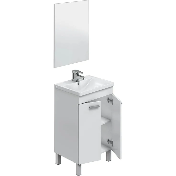 Waschbeckenunterschrank >KONCEPT 50< in weiß glänzend - 50x80x40 (BxHxT) – Bild 5