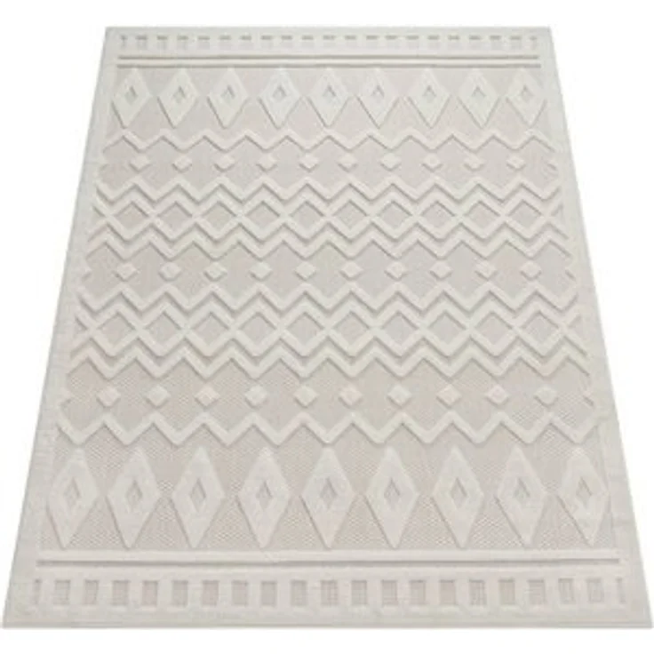 Paco Home Teppich Livorno 671, rechteckig, Höhe: 14 mm, Uni-Farben, Scandi, Rauten Muster, Hoch-Tief Effekt, Outdoor geeignet – Bild 6