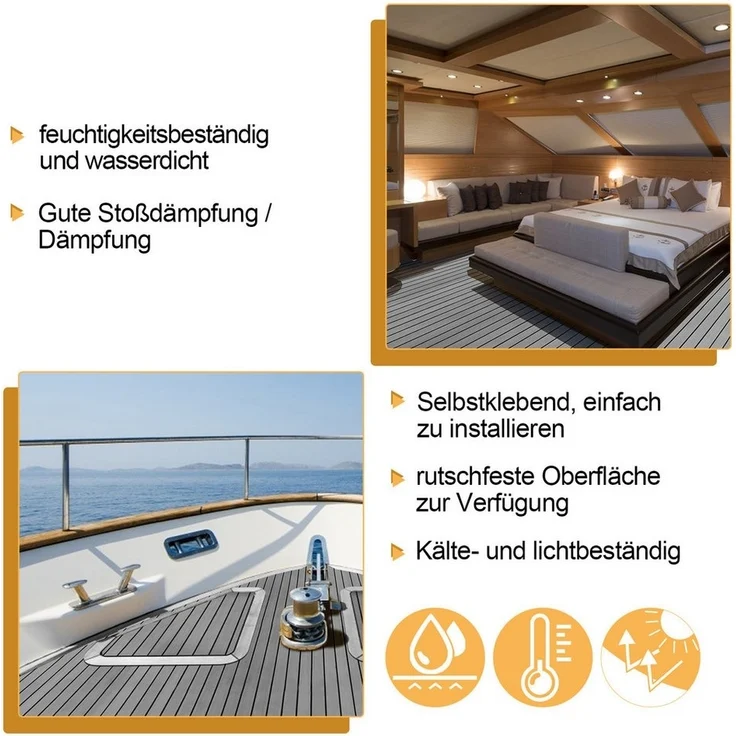 Clanmacy Bodenmatte Teak EVA Schaum Marine Teak Bodenbelag Matte Deck Teppich 240x60/90cm – Bild 2