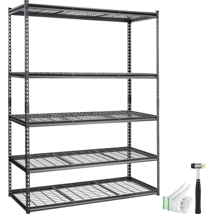 VEVOR Lagerregal 5-stufig verstellbar 907,2 kg Kapazität Garagenregale, Metall-Organizer Drahtregal schwarz 152,4 x 61 x 198,1 cm für Küche, Speisekammer Keller Badezimmer Wäscheschrank