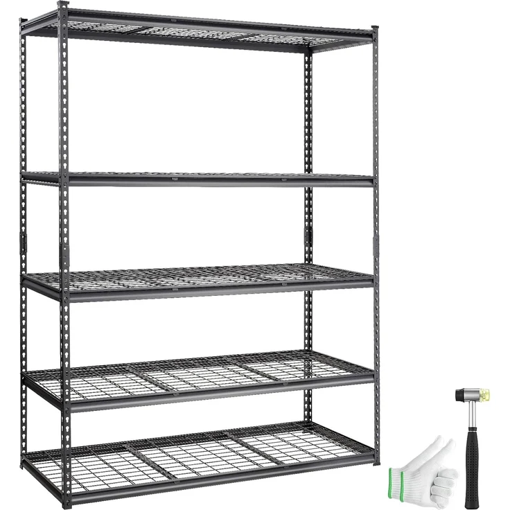 VEVOR Lagerregal 5-stufig verstellbar 907,2 kg Kapazität Garagenregale, Metall-Organizer Drahtregal schwarz 152,4 x 61 x 198,1 cm für Küche, Speisekammer Keller Badezimmer Wäscheschrank – Bild 1