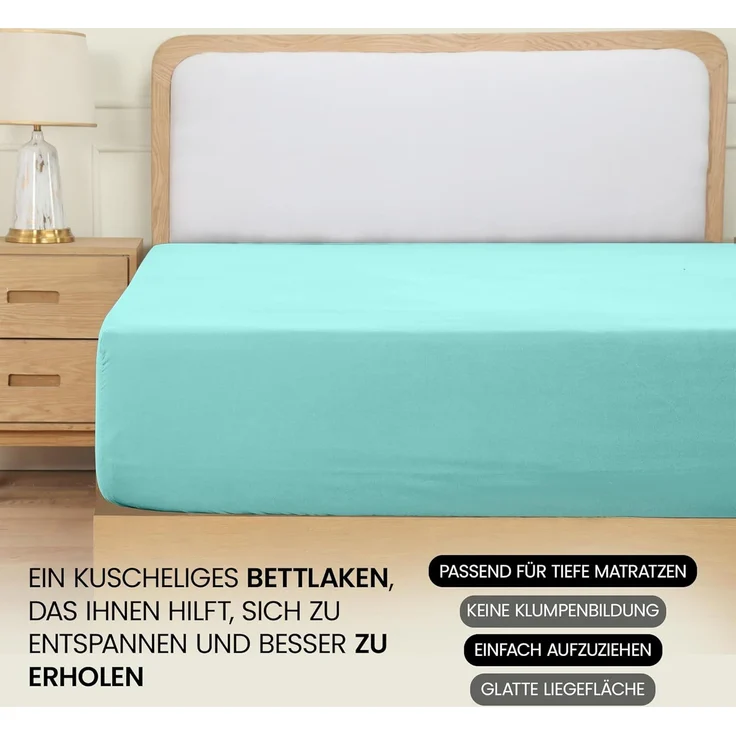 Utopia Bedding - Spannbettlaken 180x200 cm - Spa Blau - Oeko-Tex Zertifiziertes Gebürstete Polyester-Mikrofaser Spannbetttuch - 35 cm Tiefe Tasche – Bild 6