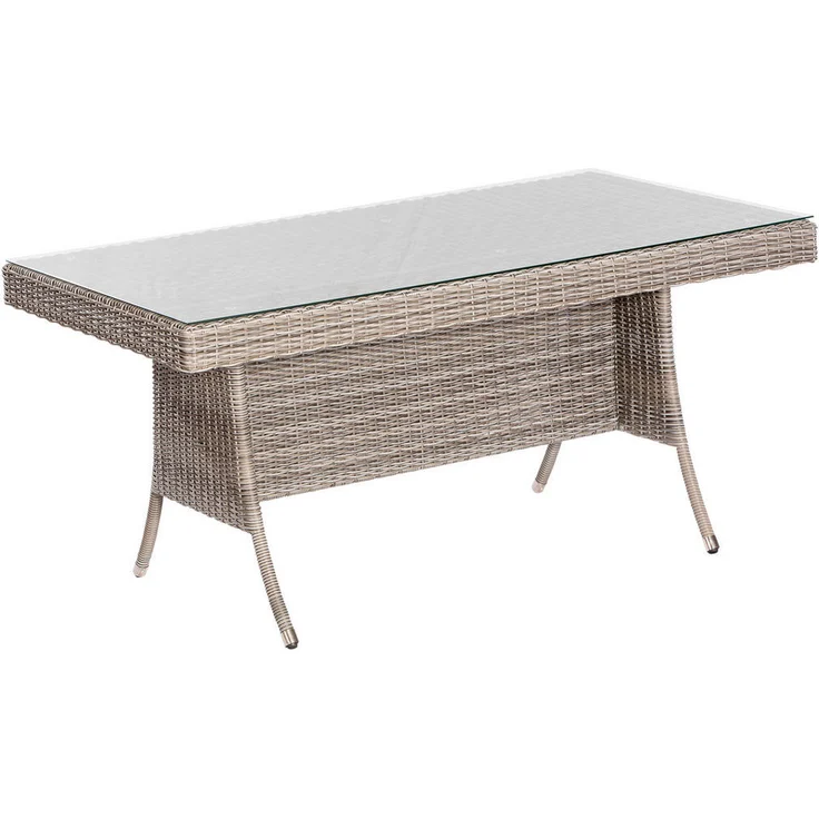 Gardenson Gartentisch, rechteckig, Grau und Beige, Metall und Kunststoff, 90x76x160 cm