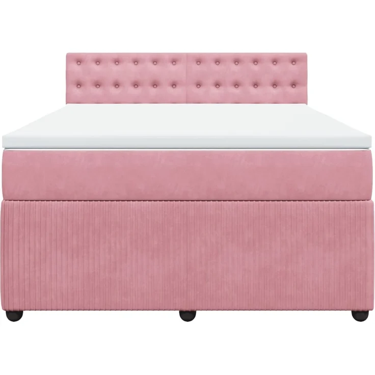 vidaXL Boxspringbett mit Matratze Rosa 140x190 cm Samt 3290051 – Bild 6
