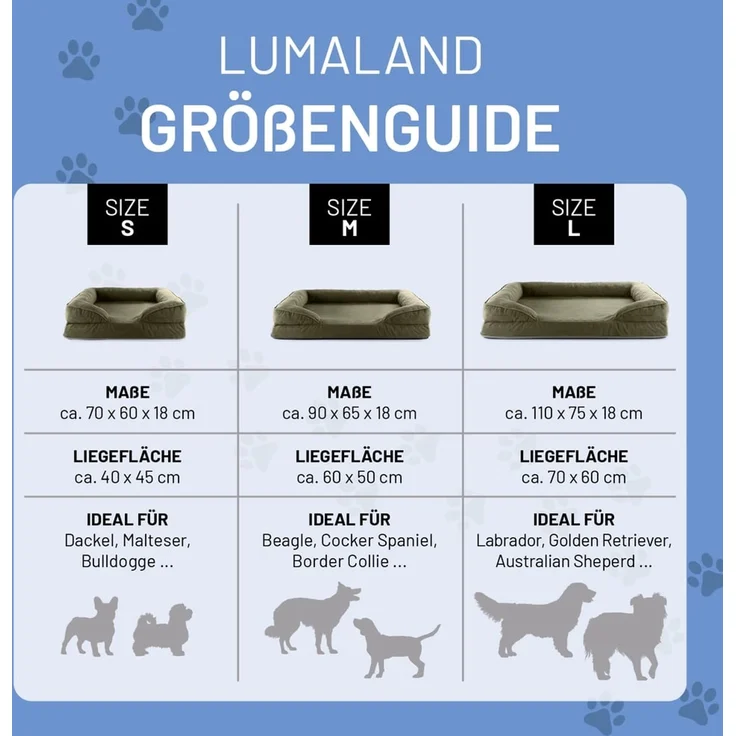 Lumaland Hundebett Indoor Cord M 90x65x18cm olivgrün vakuumiert – Bild 7