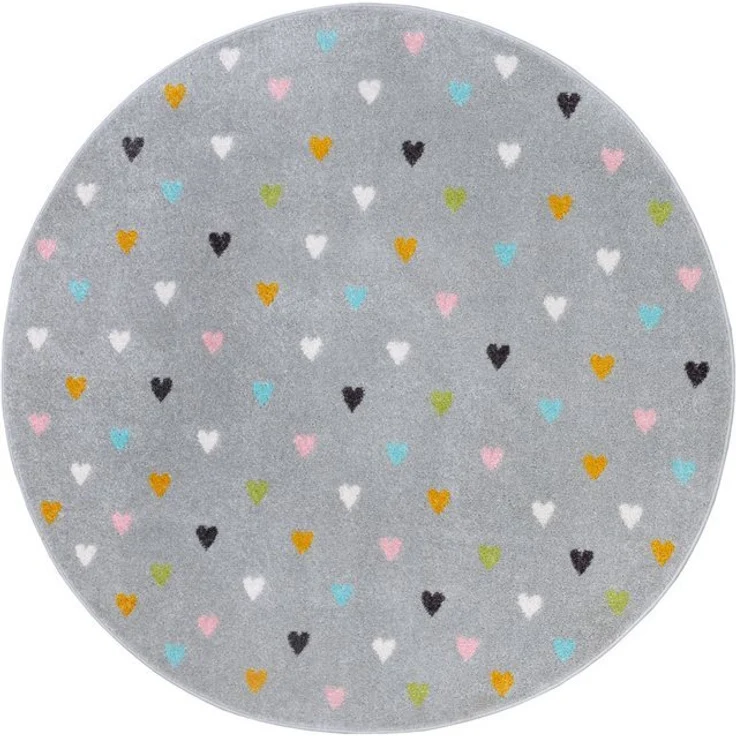 HANSE Home Kinderteppich Adventures Little Hearts, rund, Höhe: 7 mm, Spielteppich, fest, Kinderzimmer, Kurzflor, Spielunterlage – Bild 4