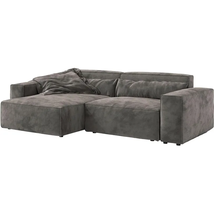 Ecksofa Sirpio 230x155 cm Mikrofaser Khakibraun Recamiere variabel