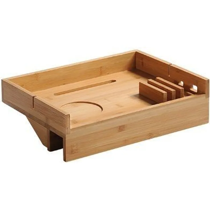 KESPER 77630 Betttablett, Bambus / Tablett / Bettrandablage / Nachttischablage klemmbar