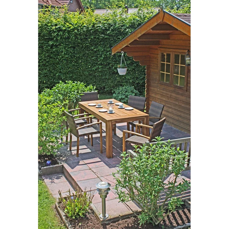 Garten-Sitzgruppe LONDON 7tlg. Kunststoffgeflecht - Akazie, Braun | Gartenmöbel-Set Gartengarnitur Garten-Essgruppe mit Stühlen und Esstisch – Bild 2