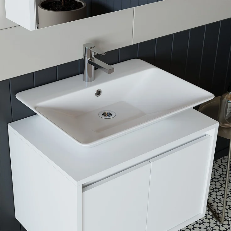 Skye Decor '1714' Badezimmerschrank mit Waschbecken, Mattweiß, 65 x 58 x 45 cm – Bild 5
