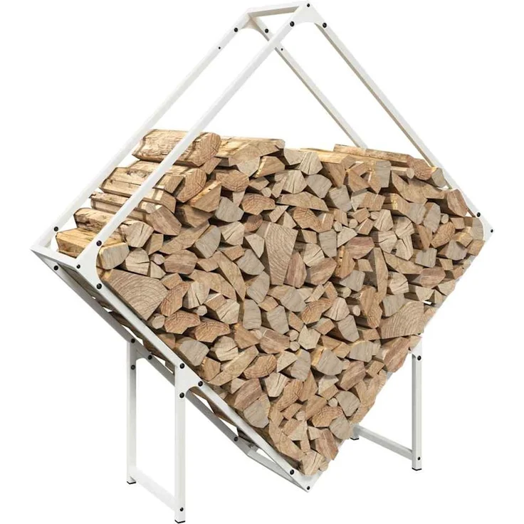 vidaXL Brennholzregal Weiß 100x25x100 cm Kaltgewalzter Stahl 864288 – Bild 3
