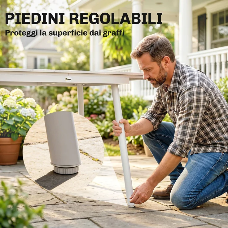 Gartentisch für 6 Personen, rechteckig, 140 x 80 cm, mit WPC-Tischplatte – Bild 9