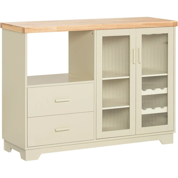 SoBuy FSB81-MI Sideboard, MDF, Lackiert, Cremeweiß, 120 x 90 x 40 cm – Bild 1