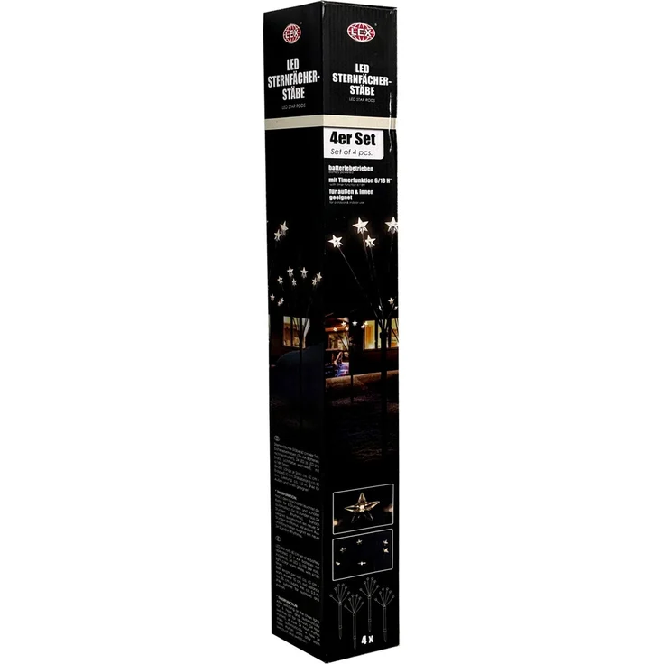 4er Set LED-Gartenleuchtstäbe mit 24 Sternen Batteriebetrieben – Bild 6