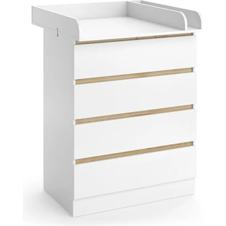 Wickelkommode Emmi Weiß/Goldkraft Eiche 80x111.7 cm mit 4 Schubladen Vitalispa – Bild 3