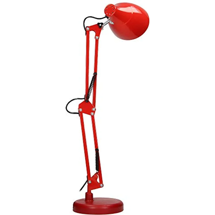Virone DIAN Schreibtischlampe E27, flexible Stahlbefestigung, Kabellänge 110 cm, flimmerfrei, rot – Bild 5