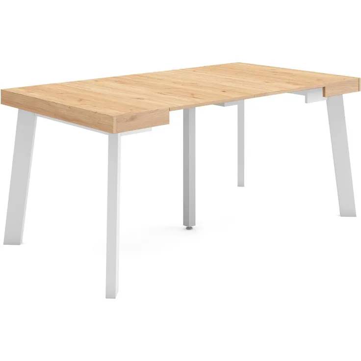 Skraut Home | Ausziehbarertisch | Multifunktionaler ausziehbarer | 160 | Für 8 Gäste | Hölzerne Beine | Moderner Stil | Eiche