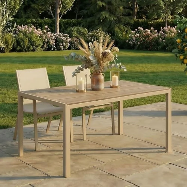 IDIMEX Gartentisch MONDELLO, Terrassentisch wetterfest 150x90 cm Champagner – Bild 1