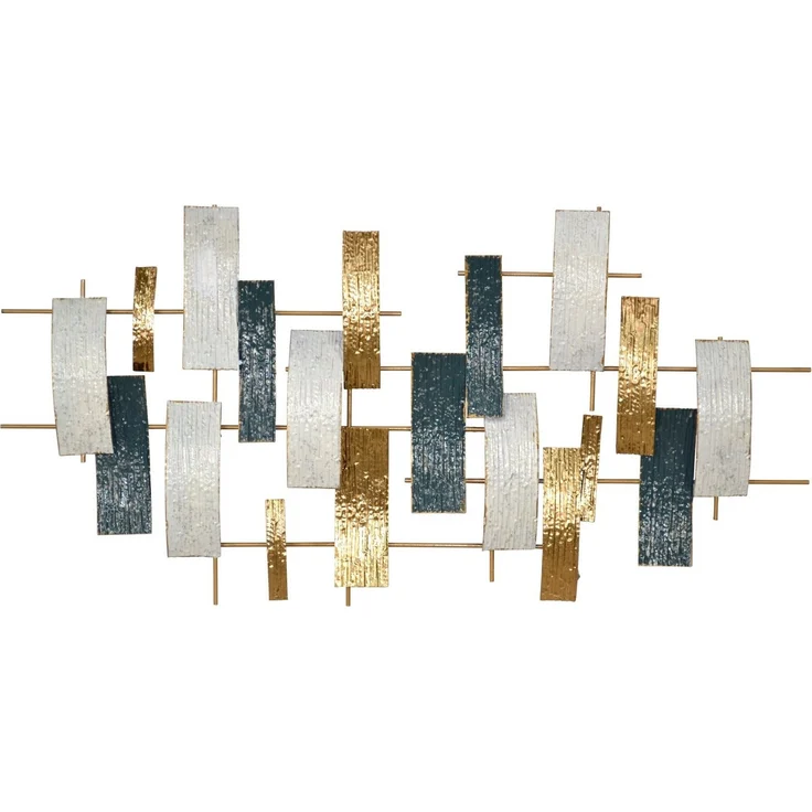 Metall Wanddekoration "Ilse" 120 cm creme/blau/gold – Bild 2