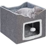 Relaxdays Faltbare Katzenhöhle in Grau, 32 x 40 x 40 cm