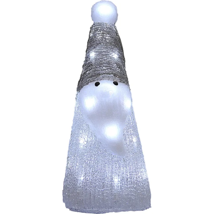 Deuba LED Acryl Figur Außen Santa Weiß beleuchtet Weihnachtsdeko Weihnachten Weihnachtsfigur