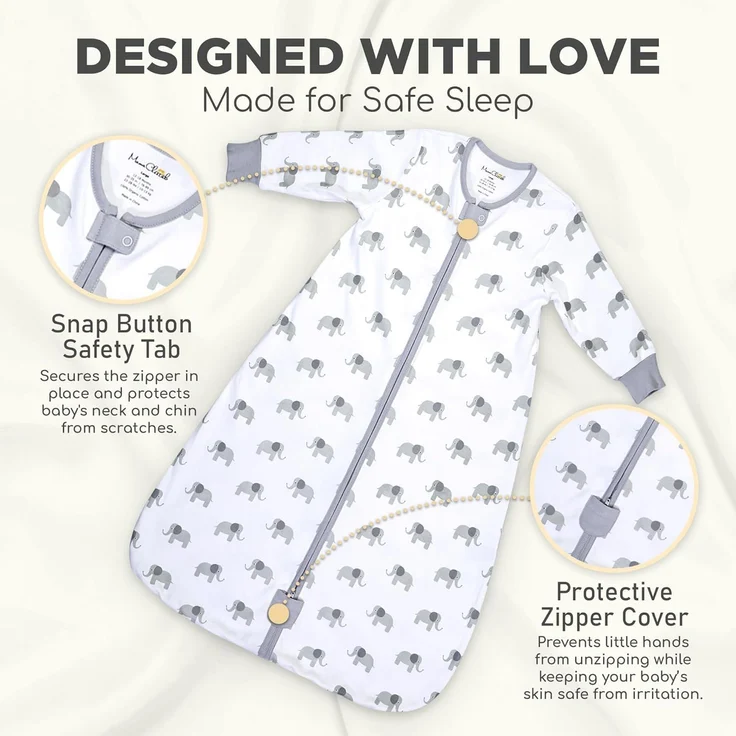 Mama Cheetah Baby Schlafsack mit Ärmeln, 0.5 TOG Bio-Baumwolle Wearable Blanket und Zwei-Wege-Reißverschluss, Swaddle Transition Long Sleeve Sleep Sack für Neugeborene to Kleinkind, 6-12 Monate – Bild 3