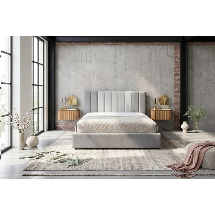 KAWOLA Bett CATTURA Polsterbett Velvet grau 160x200cm mit Lattenrost – Bild 2