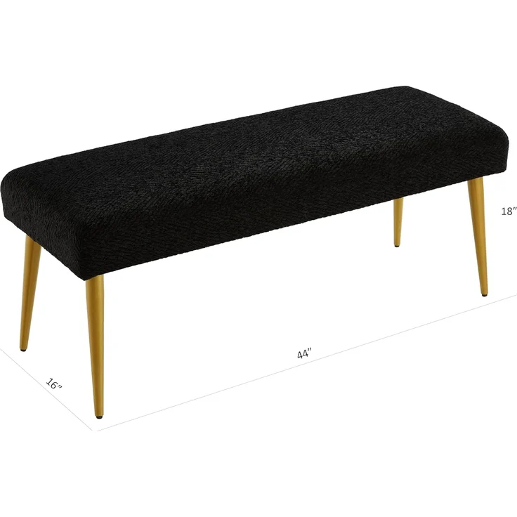 Ball & Cast gepolstert schwarz Eingang Bank für Schlafzimmer, Ende des Bettes Bank Ottoman Hocker mit gepolstertem Sitz & Metallbeine, schwarz – Bild 3