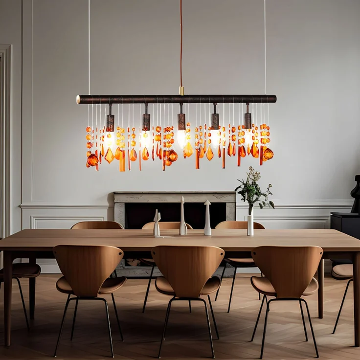 LED Hängeleuchte, 5 flammig, Metall braun, Kristall-Optik – Bild 2