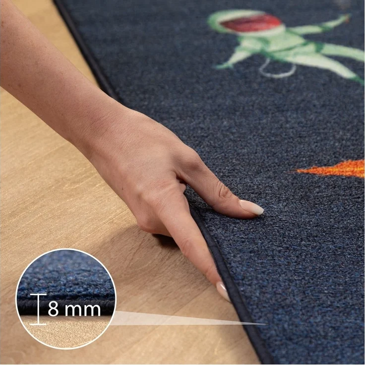 SIMPEX24 Teppich Weltraum Design, Rechteckig, Höhe: 7 mm, Teppich Kinderzimmer Marine Weltraum Design Rutschfest Waschbar – Bild 2