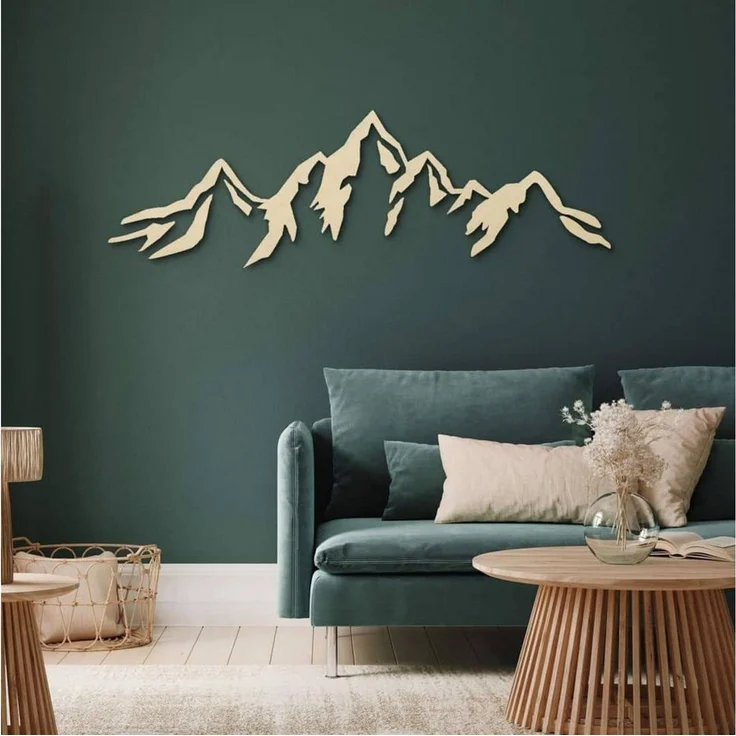 K&L Wall Art Holzbild Naturposter Gebirge Holzschild Berge Wohnzimmer Deko, (mehrteiliges Holzposter), MDF Holz Wandbild Wohnzimmer Landhaus Deko inkl. Wandhalterung – Bild 1