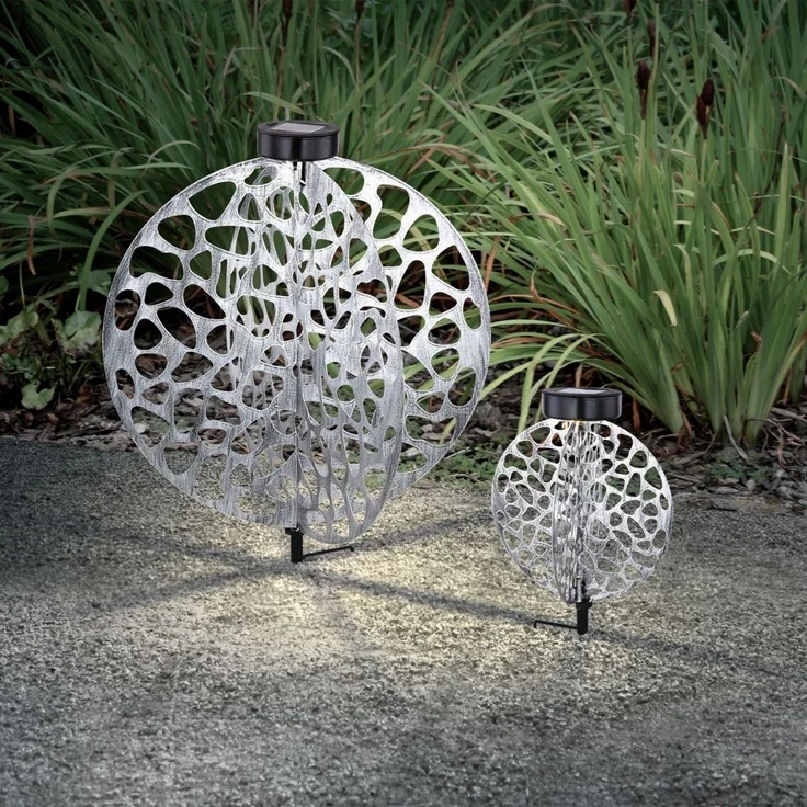 Solarleuchte Garten Scheibe Rund Solarlampe Außen Leuchte Solar mit Pflegetuch – Bild 6