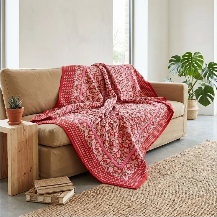 Guru-Shop Tagesdecke Blockdruck Tagesdecke, Bett & Sofaüberwurf,.. – Bild 3